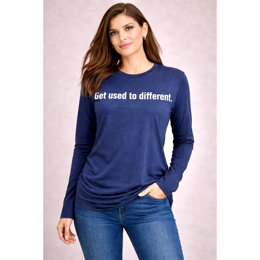 The CHOSEN NWT NAVY Unisex L/S XL Graphic T-Shirt Get Used to Different Faith